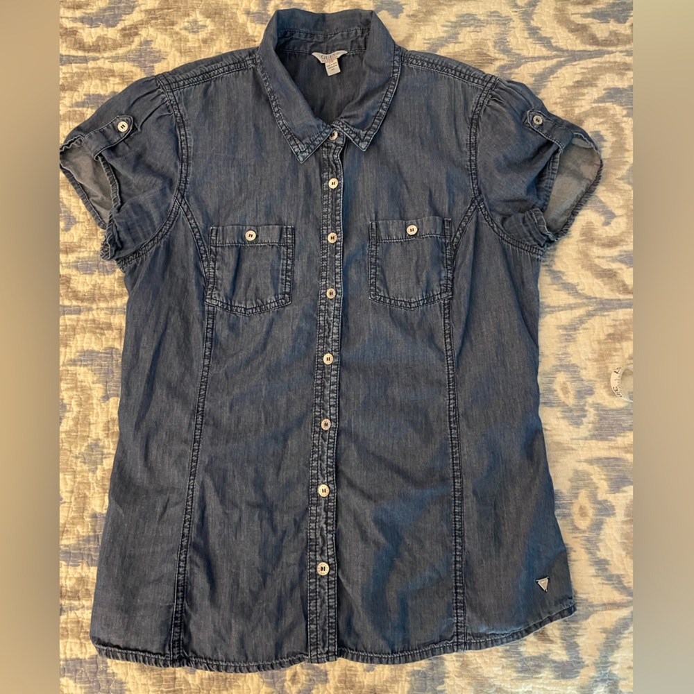 Guess Blue Casual Button Down Shirt